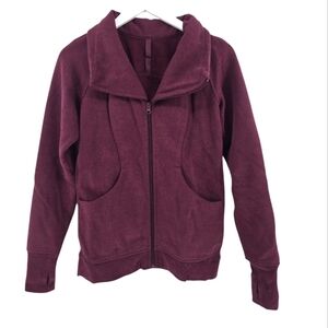 Lululemon Women's Full Zip Jacket Size 8 in Burgundy Collared Pockets